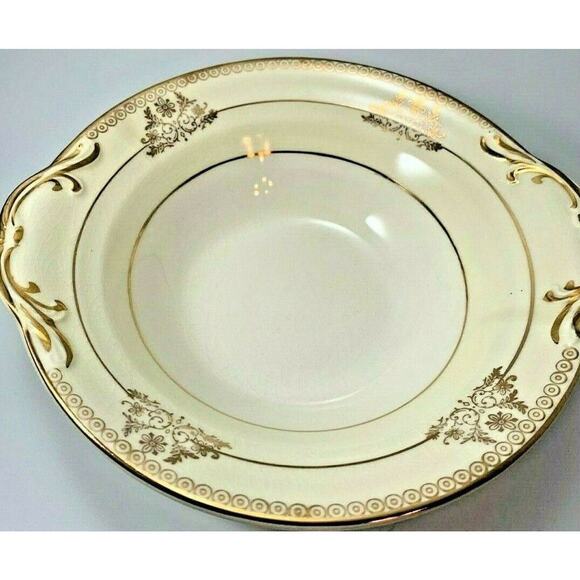 Crown Potteries CO. 6.125” Serving Bowl Vintage Floral and Scroll Motif Gilded - Picture 1 of 4